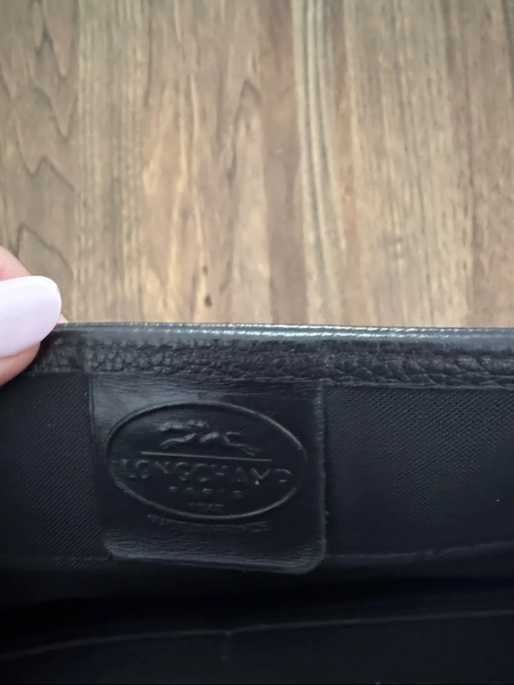 Longchamp Black Leather Briefcase with Silver Lock